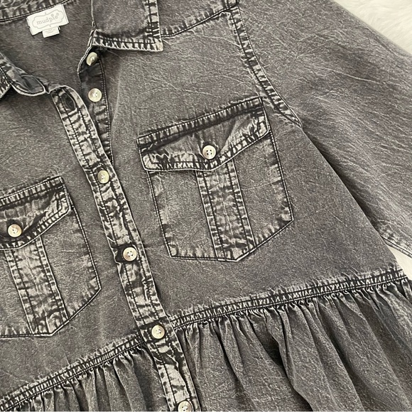 Mud Pie Hayden Black Peplum Denim Top Shacket - Picture 11 of 12